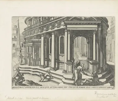Peter and John heal a paralyzed man at the temple gate