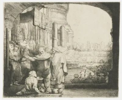 Peter and John healing the cripple at the gate of the temple