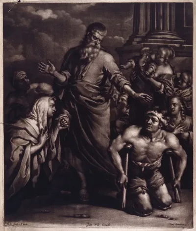 Peter heals the lame man outside the temple