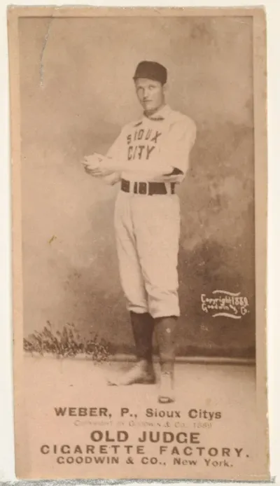 Peter W. Webber, Pitcher, Sioux City Corn Huskers, from the Old Judge series (N172) for Old Judge Cigarettes