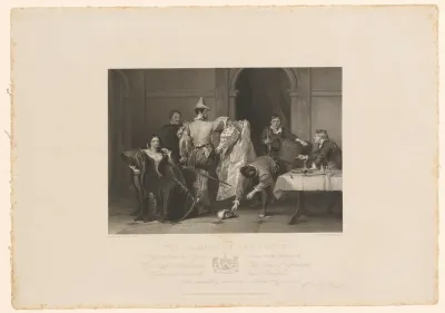 Petruchio met de jurk van Katherina