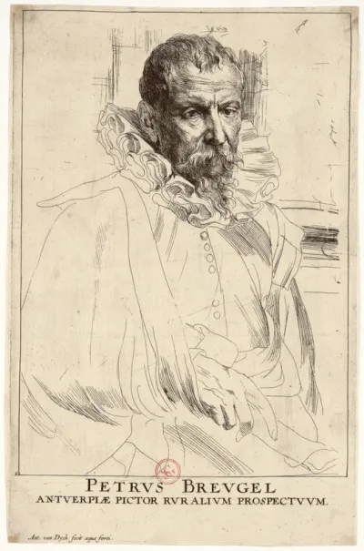 Petrus Breugel Antverpiae pictor ruralium prospectuum. Ant. van Dyck fecit aqua forti