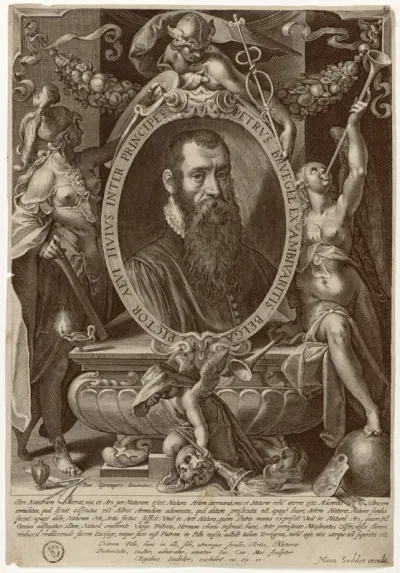 Petrus Bruegel ex Ambivaritis Belga pictor aevi huius inter principes. Bar. Sprangers inventor [...] sculptor Egidius Sadeler [...] Marco Sadeler excudit