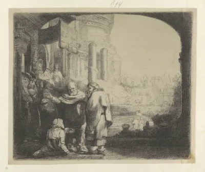 Petrus en Johannes genezen een verlamde man bij de tempelpoort