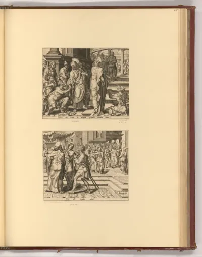 Petrus heilt einen Gelähmten; Petrus, Johannes und der Bettler im Tempel