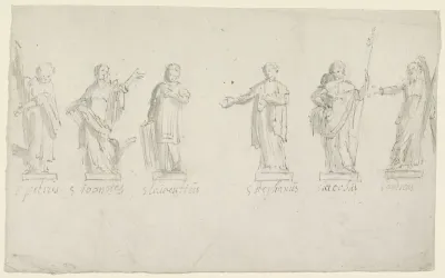 Petrus, Johannes, Laurentius, Stefanus, Jacobus en Andreas