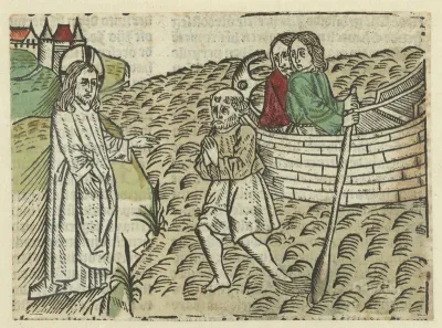Petrus loopt op het water naar Christus