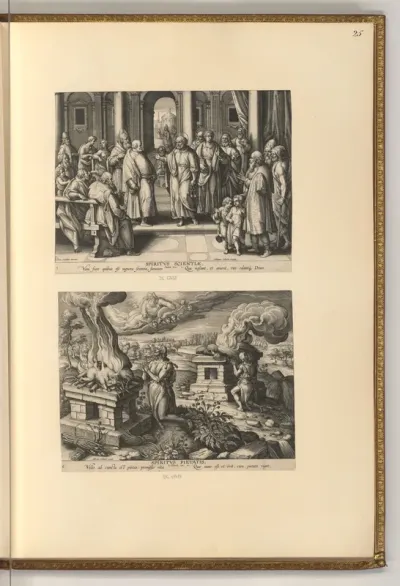 Petrus predigt im Tempel; Die Opfergabe Abels