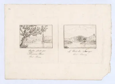 Peuplier plante par Thomas Paine and Le Pont des Sauvages, Point-Breeze (Poplar Tree Planted by Thomas Paine and The Native Bridge at Point Breeze, near Bordentown, New Jersey)