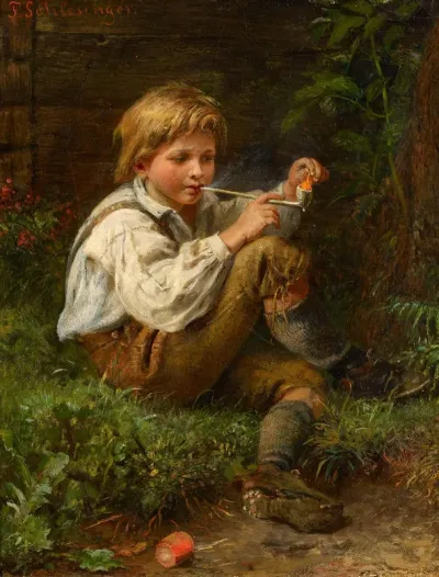 Pfeife rauchender Bub