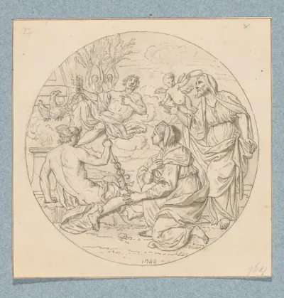 Philemon en Baucis smeken Jupiter om samen te mogen blijven (in doos met 43 tekeningen)