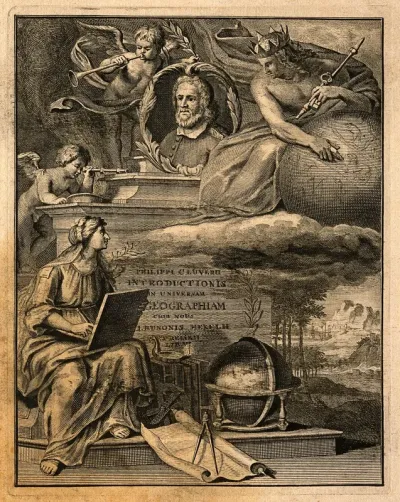 Philipp Cluverius: portrait and allegory of his work on geography