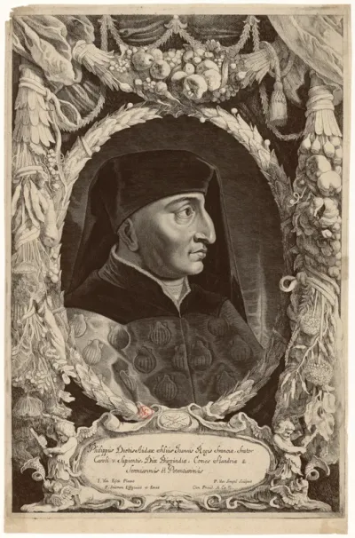 Philippus dictus Audax Dux Burgundiae et Belgarum Princeps Potentissimus et Serenissimus. I. Van Eyck Pinxit. P. Soutman effigiavit et excud. P. Van Sompel sculpsit