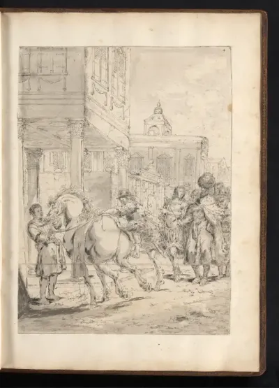 Philippus II en Alexander de Grote bekijken het paard Bucephalus