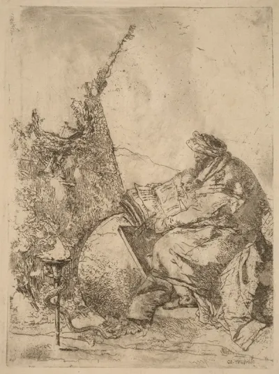 Philosopher Seated, with Globe, Book, and Compass