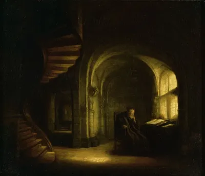 Philosopher with an open book