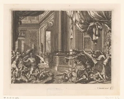 Phineus verstoort de bruiloft van Perseus en Andromeda