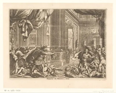 Phineus verstoort de bruiloft van Perseus en Andromeda