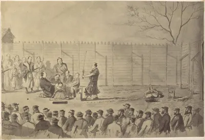 Photographic Copy of a Drawing of a Japanese Man About to Be Beheaded by Charles Wirgman