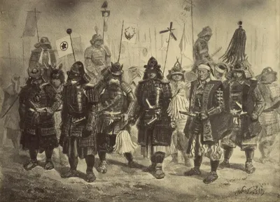 Photographic Copy of a Drawing of Japanese Warriors by Charles Wirgman