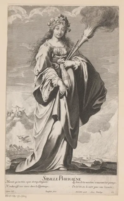 Phrigische sibille, met op de achtergrond het Laatste Oordeel