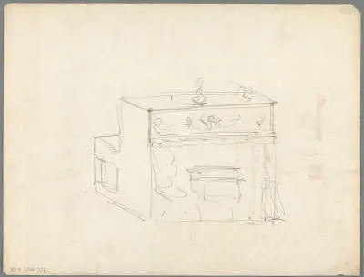 Piano met draperieën