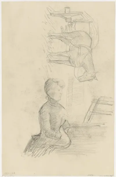 Pianospelende vrouw en een paard