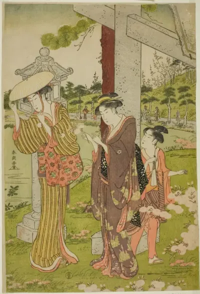 Picking Flowers at Kumano Junisha Shrine in Tsunohazu
