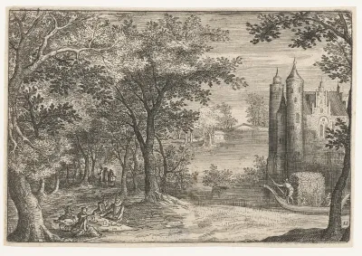 Picknick aan de bosrand bij een kasteel