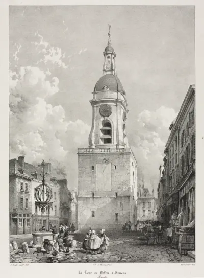 Picturesque and Romantic Travels in Old France, Picardie:  The Belfry Tower of Amiens, Picardie (Voyages pittoresques et romantiques dans l'ancienne France, Picardie : La Tour du Beffroi d' Amiens, Picardie), after François Bonhommé (French, 1809-188