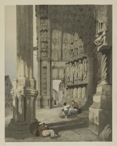 Picturesque Architecture in Paris, Ghent, Antwerp, Rouen, Etc.: South Porch of Chartres Cathedral,