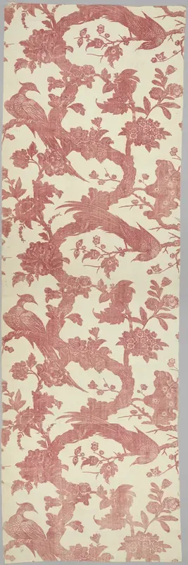 Piece with pheasants and exotic flowers