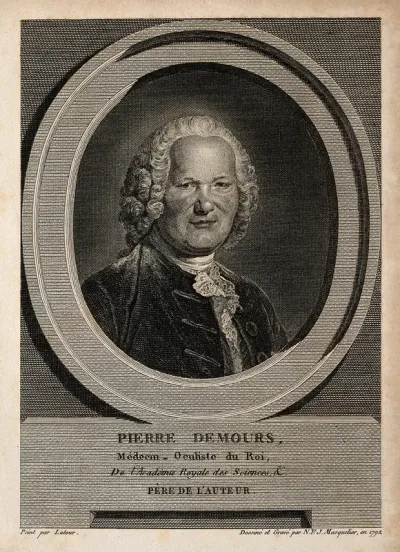 Pierre Demours. Line engraving by N. F. J. Masquelier, 1792, after M. Quentin de La Tour
