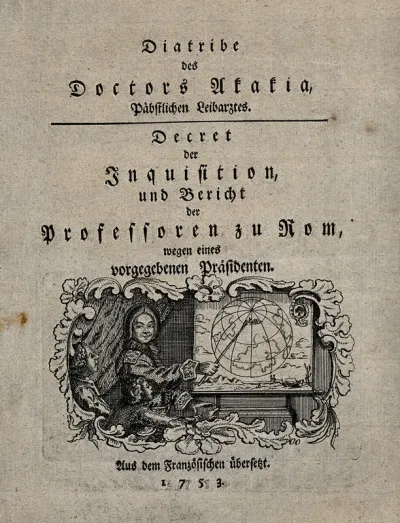 Pierre-Louis Moreau de Maupertuis pointing out the length of a degree on the longitude of meridian in Lapland to two people