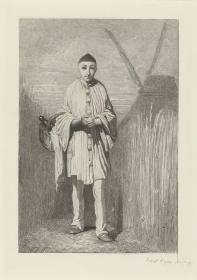 Pierrot bij een molen