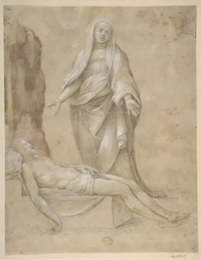 Pietà (recto); Madonna and two cherubs (verso)