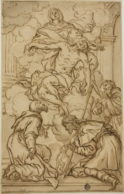 Pieta, with Saints Francis, Roch, and Third Male Saint