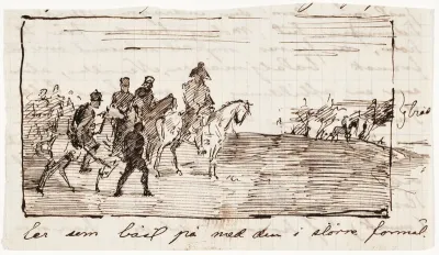 Piirustus mahdollisesti Alphonse-Marie-Adolphe de Neuvillen maalauksen pohjalta