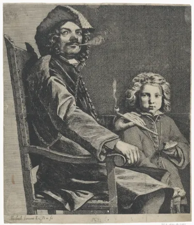 Pijprokende man in stoel