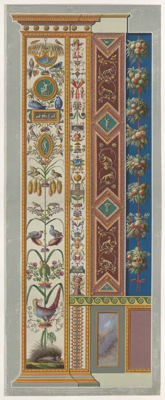 Pilaster: Porcupine at base of tree, from "Loggie di Rafaele nel Vaticano"