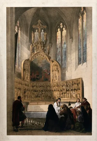 Pilgrims receiving the Eucharist in the chapel of Saint Dymphna at Gheel