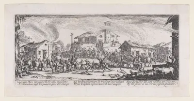 Pillage et Incendie d'un Village (Looting and Burning of a Village), fromLes Misères et les Mal-Heures de la Guerre (The Miseries and Misfortunes of War), plate 7