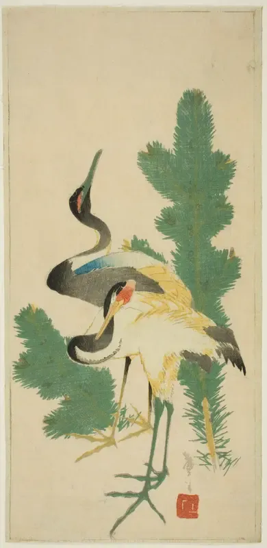 Pine and cranes