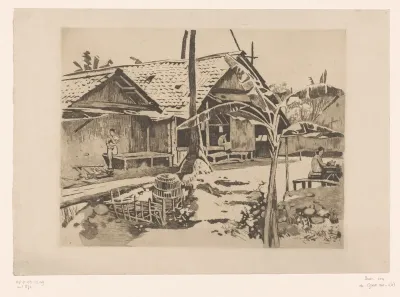 Pisangboom in een kampong in Buitenzorg