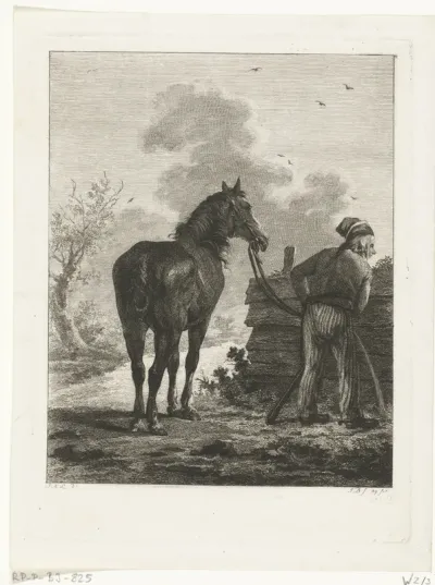 Pissende man met paard