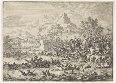 Placidus verslaat de Joden bij de Jordaan en drijft ze in de rivier
