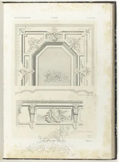 Plafond met detail, twee ornamenten