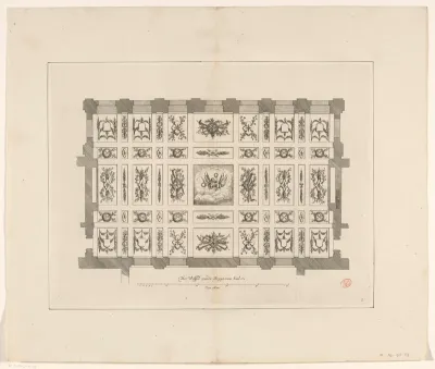 Plafond van de Krijgsraadzaal in het Stadhuis op de Dam