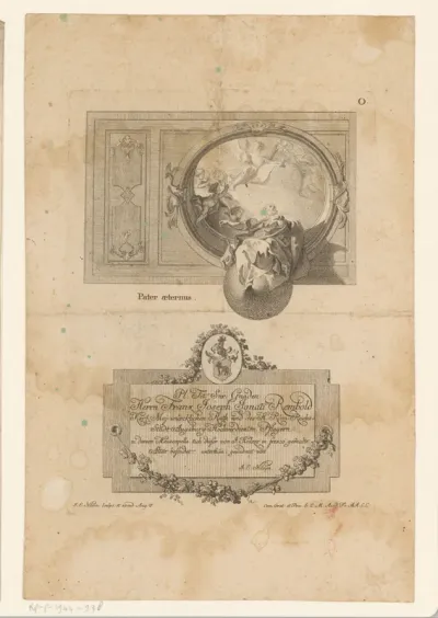 Plafondornament met God en engelen