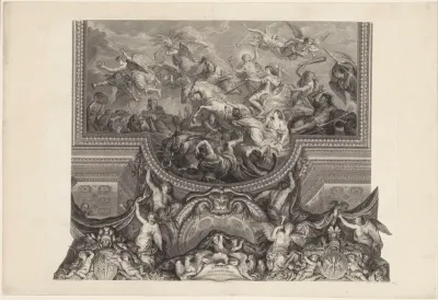 Plafondschildering in de Grande Galerie van Versailles met de passage door de Rijn